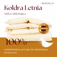 Kołdra Puchowa 200x200 LETNIA1,6KG PUCH 100% KREMOWA  LEKKA