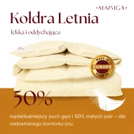 Kołdra Puchowa 140x200 LETNIA 1,6KG PUCH 50% KREMOWA LEKKA