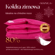 Kołdra Puchowa 140x200 ZIMOWA 2KG PUCH 80% RÓŻOWA CIEPŁA