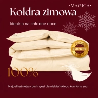 Kołdra Puchowa 200x200 ZIMOWA 2KG PUCH 100% KREMOWA CIEPŁA