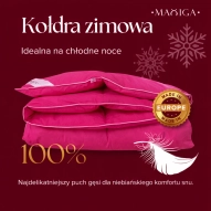 Kołdra Puchowa 180x200 ZIMOWA 2KG PUCH 100% RÓŻOWA CIEPŁA