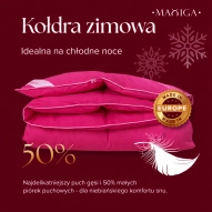 Kołdra Puchowa 140x200 ZIMOWA 2,5KG PUCH 50% RÓŻOWA CIEPŁA