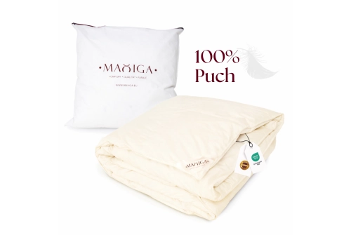 Kołdra Puchowa 140x200 CAŁOROCZNA 1,3KG PUCH 100% KREMOWA  ANTYALERGICZNA