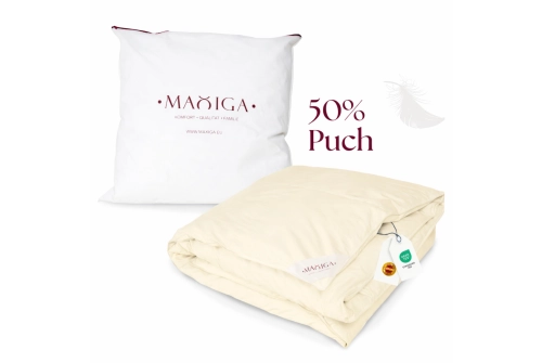 Kołdra Puchowa 140x200 LETNIA 1,6KG PUCH 50% KREMOWA LEKKA