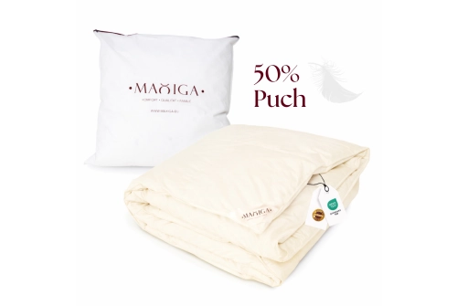 Kołdra Puchowa 180x200 CAŁOROCZNA 2KG PUCH 50% KREMOWA ANTYALERGICZNA