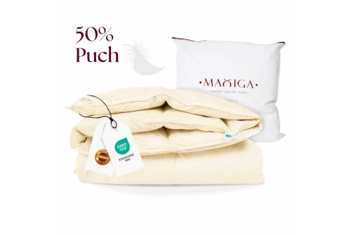 Kołdra Puchowa 140x200 ZIMOWA 2,5KG PUCH 50% KREMOWA CIEPŁA