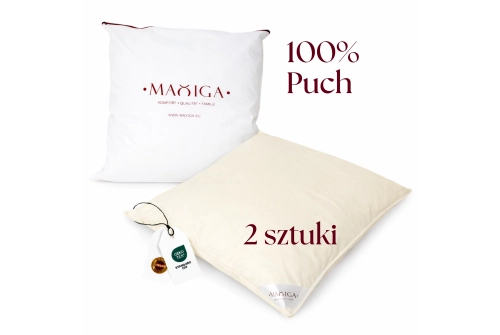 2X PODUSZKA PUCHOWA 40x40 300G BEŻOWA 100% PUCH ANTYALERGICZNA MIĘKKA 100% BAWEŁNA