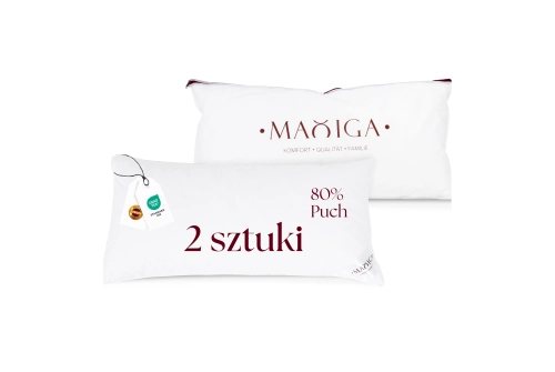 2X PODUSZKA PUCHOWA 40x80 1000G BIEL 80% PUCH ANTYALERGICZNA MIĘKKA 100% BAWEŁNA