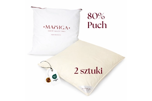 2X PODUSZKA PUCHOWA 40x40 300G BEŻOWA 80% PUCH ANTYALERGICZNA MIĘKKA 100%