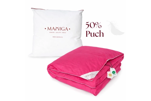 Kołdra Puchowa 140x200 LETNIA 1,6KG PUCH 50% RÓŻOWA LEKKA