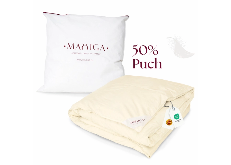 Kołdra Puchowa 140x200 LETNIA 1,6KG PUCH 50% KREMOWA LEKKA