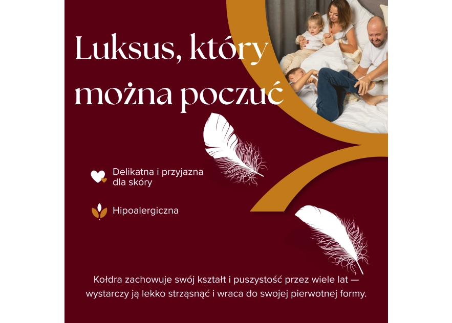 Kołdra Puchowa 140x200 LETNIA 1,6KG PUCH 50% KREMOWA LEKKA