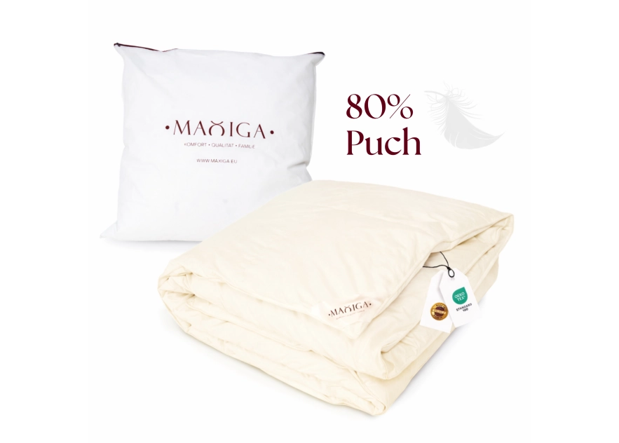 Kołdra Puchowa 160x200 CAŁOROCZNA 1,6KG PUCH 80% KREMOWA