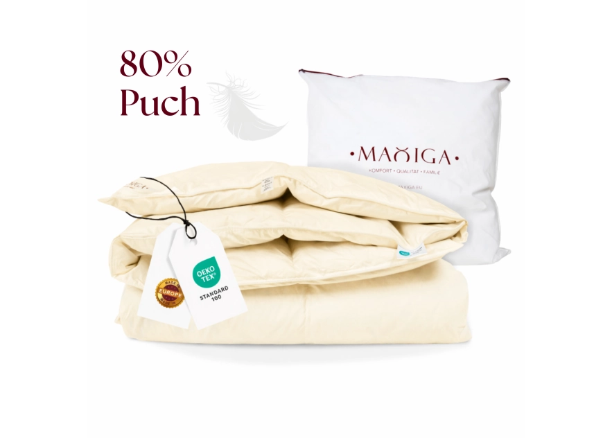 Kołdra Puchowa 140x200 ZIMOWA 2,5KG PUCH 80% KREMOWA CIEPŁA