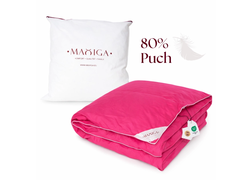 Kołdra Puchowa 180x200 CAŁOROCZNA 2,5KG PUCH 80% RÓŻOWA