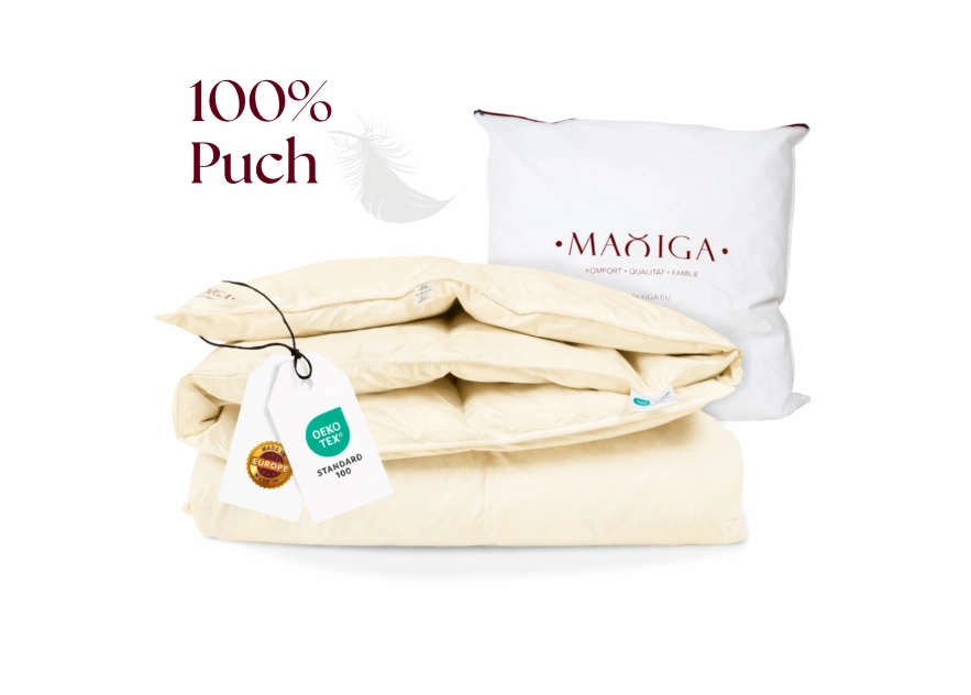 Kołdra Puchowa 200x200 ZIMOWA 2KG PUCH 100% KREMOWA CIEPŁA