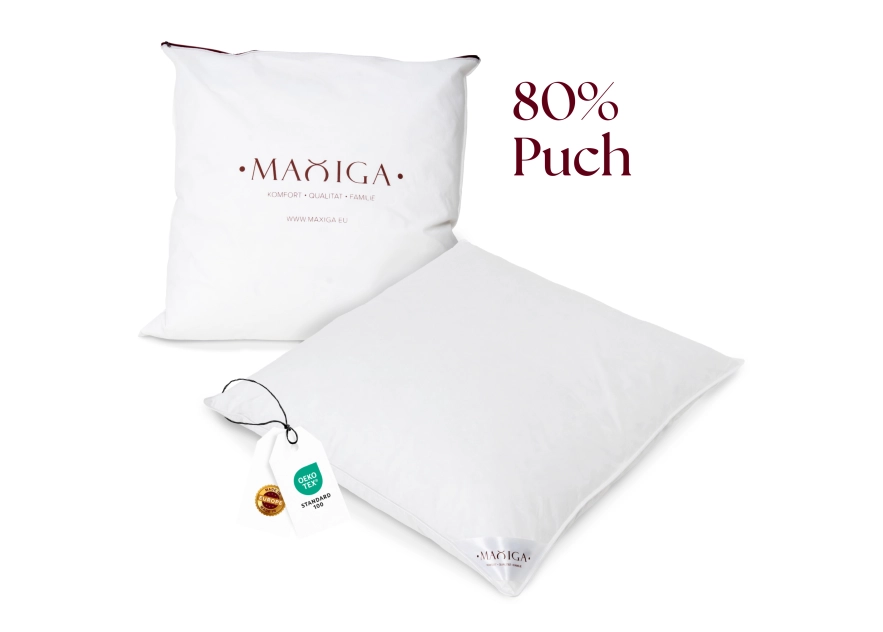 Poduszka puchowa 40x40 300g biel 80% puch antyalergiczna miękka 100% bawełna