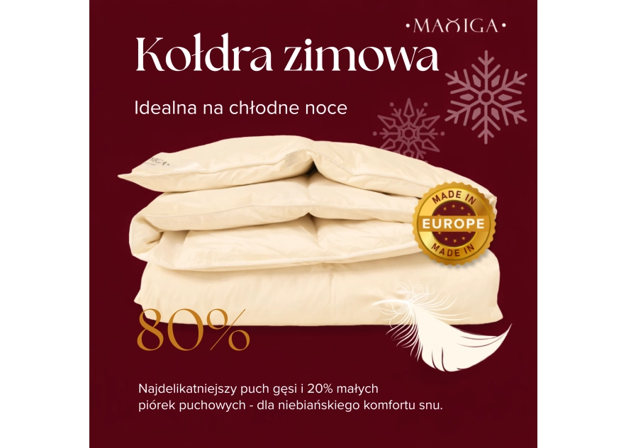 Kołdra Puchowa 140x200 ZIMOWA 2,5KG PUCH 80% KREMOWA CIEPŁA