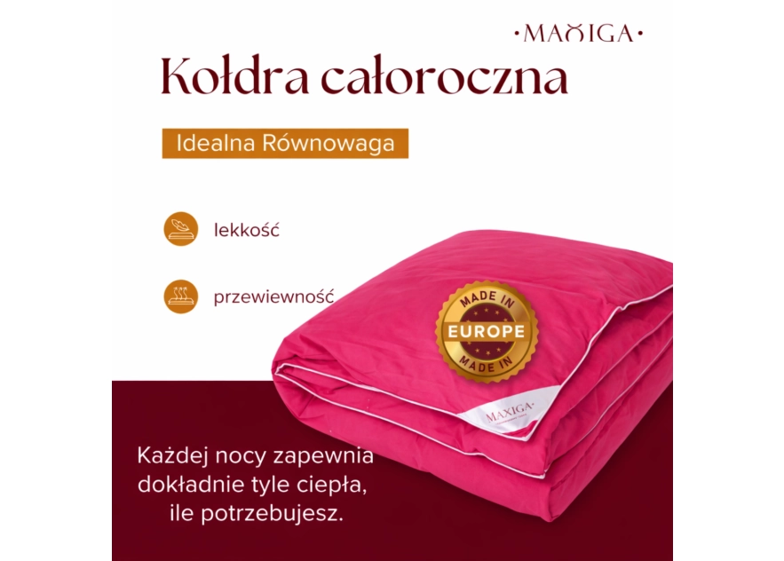 Kołdra Puchowa 180x200 CAŁOROCZNA 2KG PUCH 50% RÓŻOWA ANTYALERGICZNA Kołdra Puchowa 180x200 CAŁOROCZNA 2KG PUCH 50% RÓŻOWA ANTYALERGICZNA