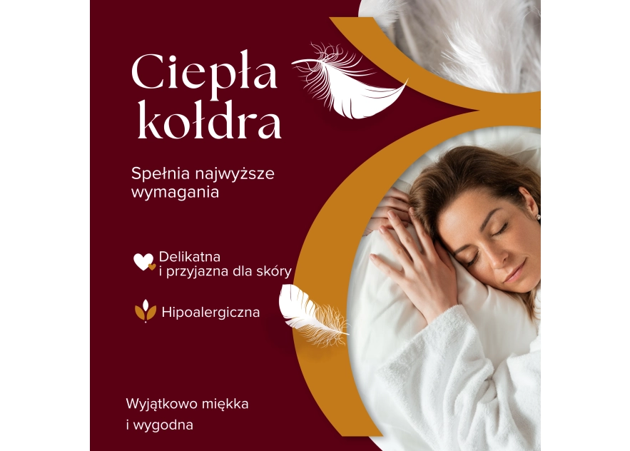 Kołdra Puchowa 180x200 ZIMOWA 2KG PUCH 100% RÓŻOWA CIEPŁA