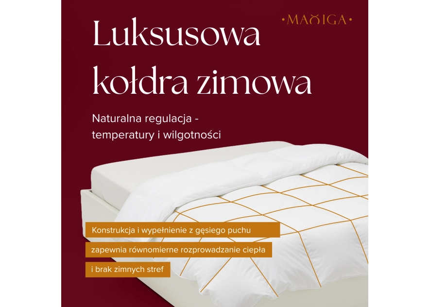 Kołdra Puchowa 140x200 ZIMOWA 2KG PUCH 80% RÓŻOWA CIEPŁA