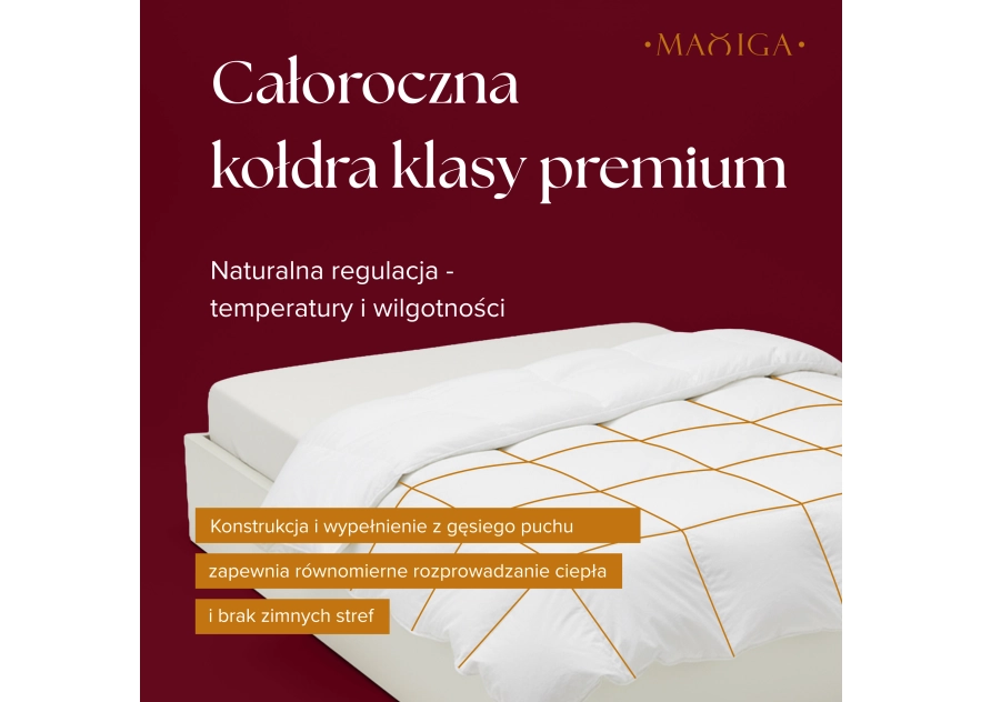 Kołdra Puchowa 180x200 CAŁOROCZNA 2,5KG PUCH 80% RÓŻOWA