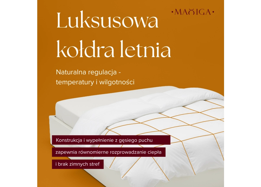 Kołdra Puchowa 135x200 (140X200) LETNIA 1KG PUCH 100% BIAŁA LEKKA