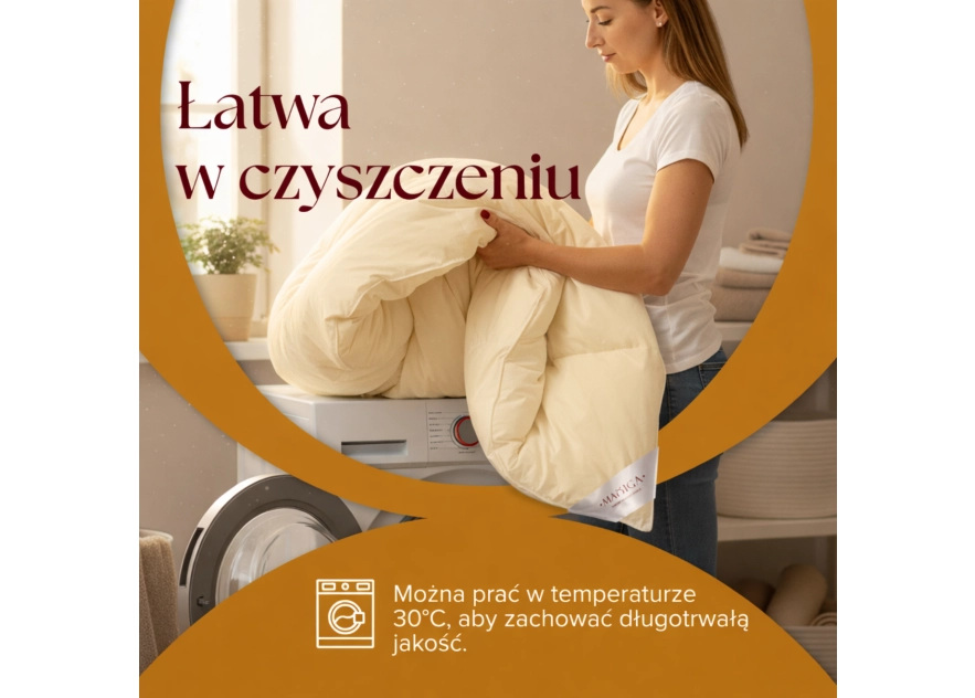 Kołdra Puchowa 180x200 ZIMOWA 2,5KG PUCH 50% KREMOWA CIEPŁA