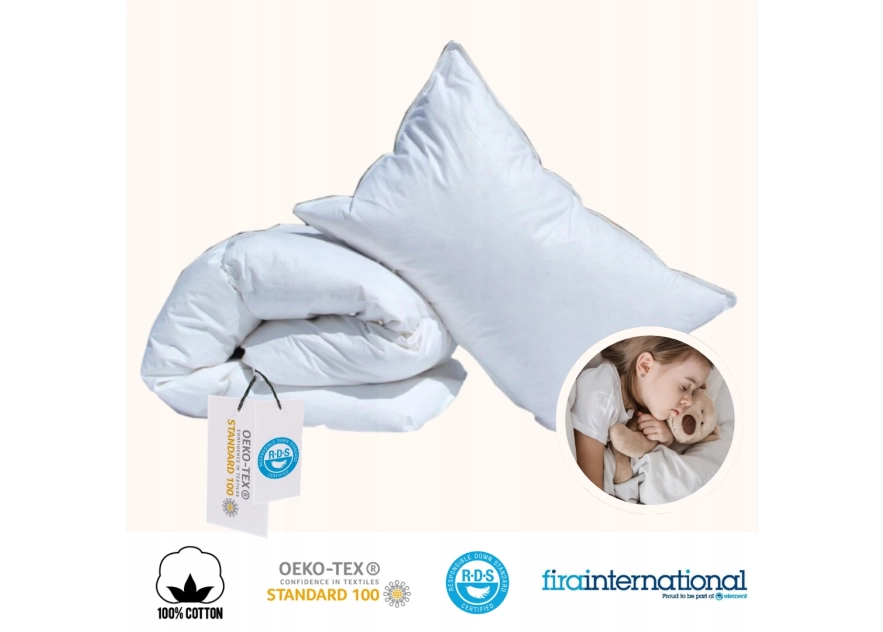 Kołdra Puchowa Dziecięca BIAŁA Do Łóżeczka 135x100 Antyalergiczna 100%Puch