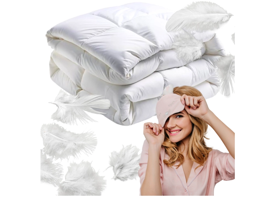 Kołdra Puchowa 200x220 CAŁOROCZNA 1,6KG PUCH 100% Antyalergiczna BIAŁA