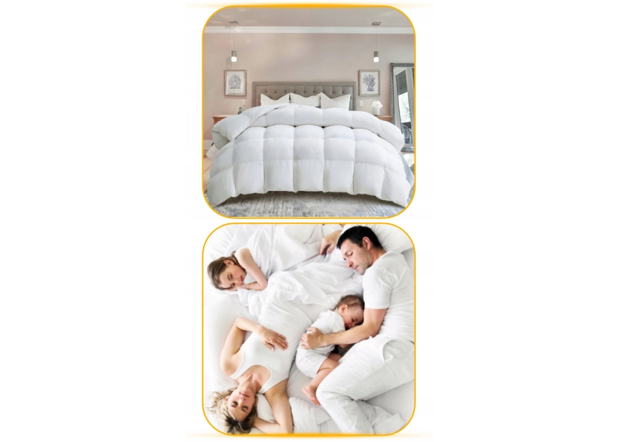 Kołdra Puchowa 200x220 CAŁOROCZNA 1,6KG PUCH 100% Antyalergiczna BIAŁA
