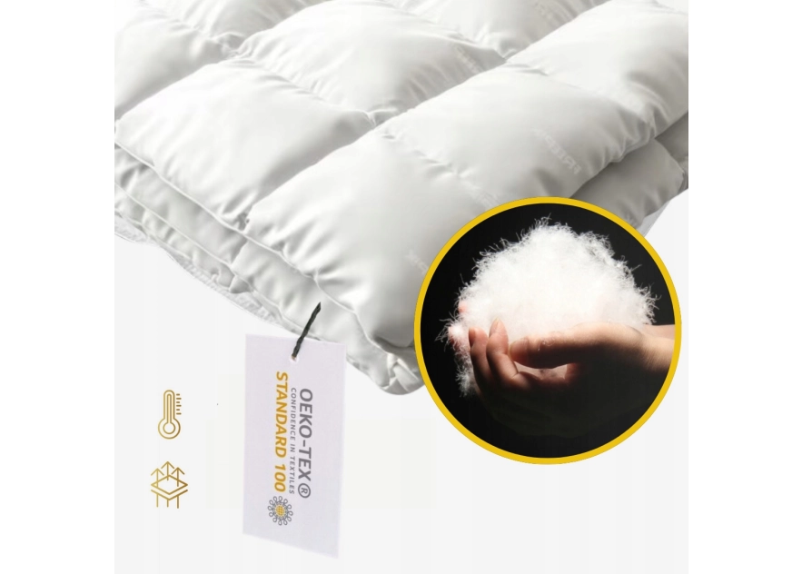 Kołdra Puchowa 200x220 CAŁOROCZNA 1,6KG PUCH 100% Antyalergiczna BIAŁA