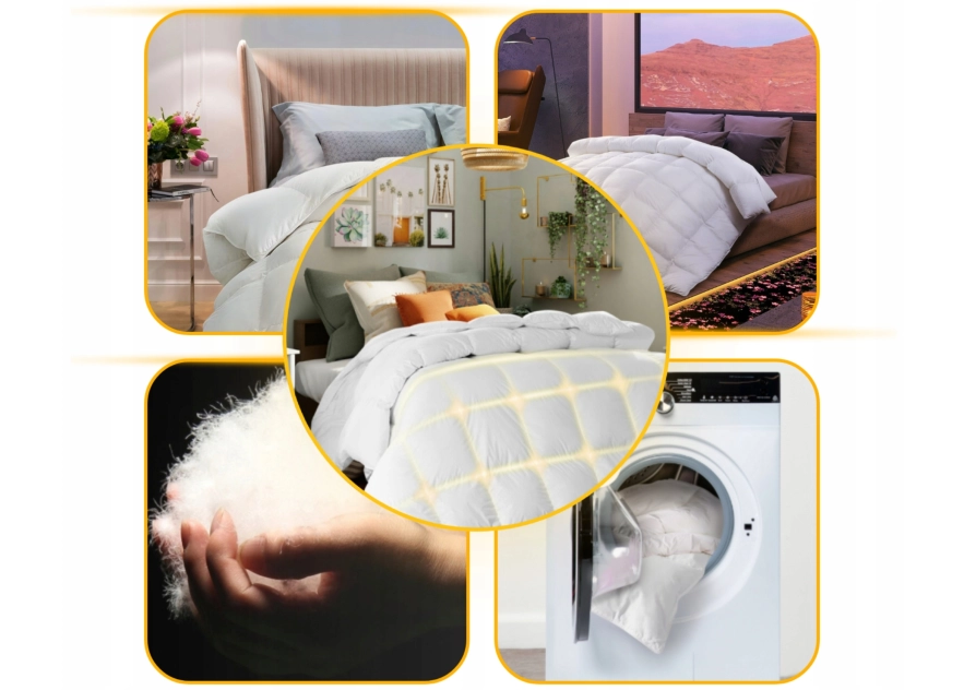 Kołdra Puchowa 200x220 CAŁOROCZNA 1,6KG PUCH 100% Antyalergiczna BIAŁA