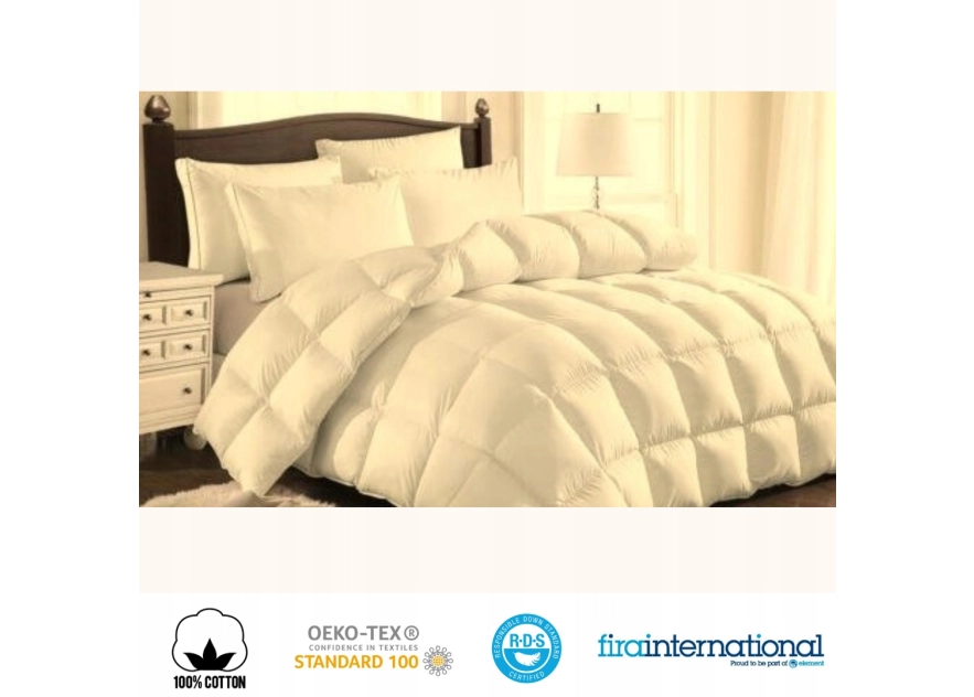 Kołdra Puchowa 200x220 CAŁOROCZNA 1,5KG PUCH 100% Antyalergiczna KREMOWA Kołdra Puchowa 200x220 CAŁOROCZNA 1,5KG PUCH 100% Antyalergiczna KREMOWA