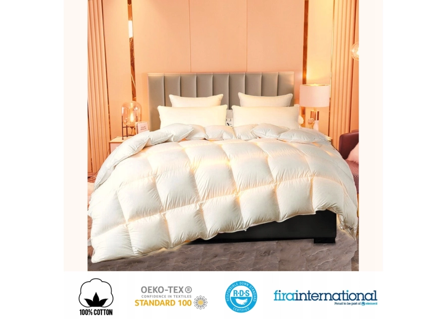 Kołdra Puchowa 200x220 CAŁOROCZNA 1,5KG PUCH 100% Antyalergiczna KREMOWA Kołdra Puchowa 200x220 CAŁOROCZNA 1,5KG PUCH 100% Antyalergiczna KREMOWA