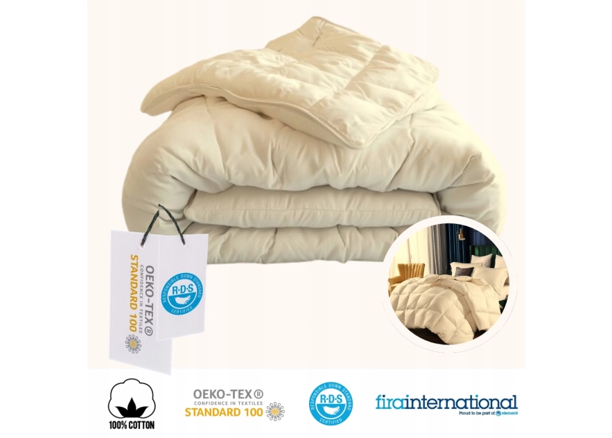 Kołdra Puchowa 200x220 CAŁOROCZNA 1,5KG PUCH 100% Antyalergiczna KREMOWA Kołdra Puchowa 200x220 CAŁOROCZNA 1,5KG PUCH 100% Antyalergiczna KREMOWA