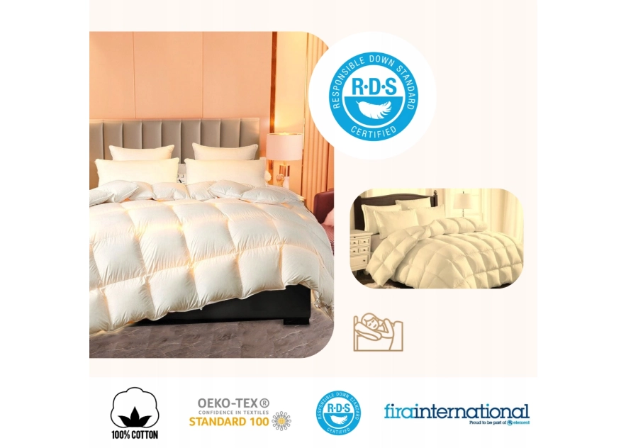 Kołdra Puchowa 200x220 CAŁOROCZNA 1,5KG PUCH 100% Antyalergiczna KREMOWA Kołdra Puchowa 200x220 CAŁOROCZNA 1,5KG PUCH 100% Antyalergiczna KREMOWA