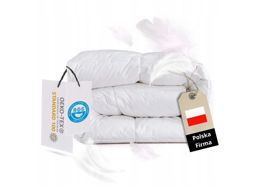 Kołdra Puchowa 220x240 CAŁOROCZNA 2KG PUCH 100% Antyalergiczna BIAŁA