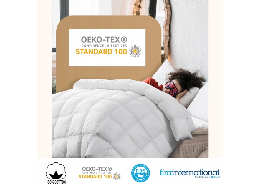 Kołdra Puchowa 220x240 CAŁOROCZNA 2KG PUCH 100% Antyalergiczna BIAŁA