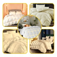 Kołdra Puchowa 160x200 CAŁOROCZNA 2KG KREMOWA 100% Puch i Pierze