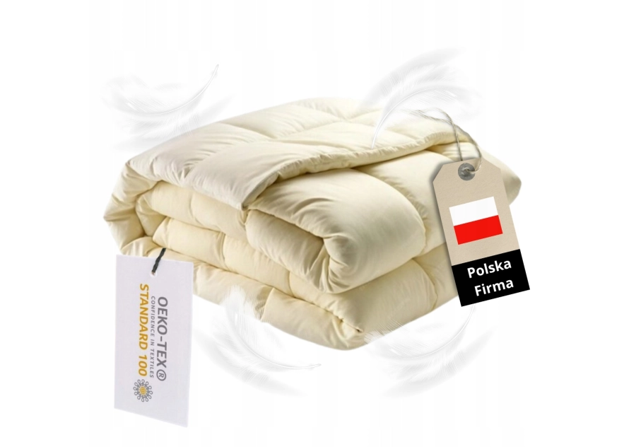 Kołdra Puchowa 160x200 CAŁOROCZNA 2KG KREMOWA 100% Puch i Pierze