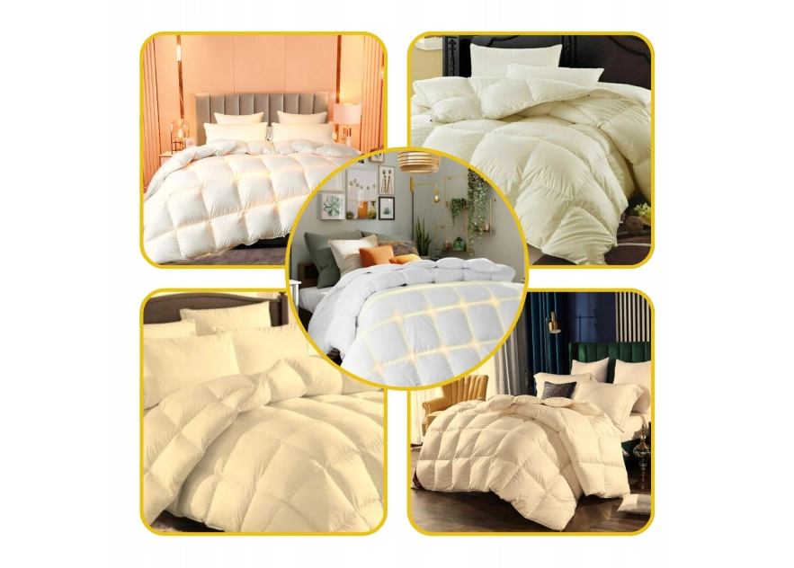 Kołdra Puchowa 160x200 CAŁOROCZNA 2KG KREMOWA 100% Puch i Pierze