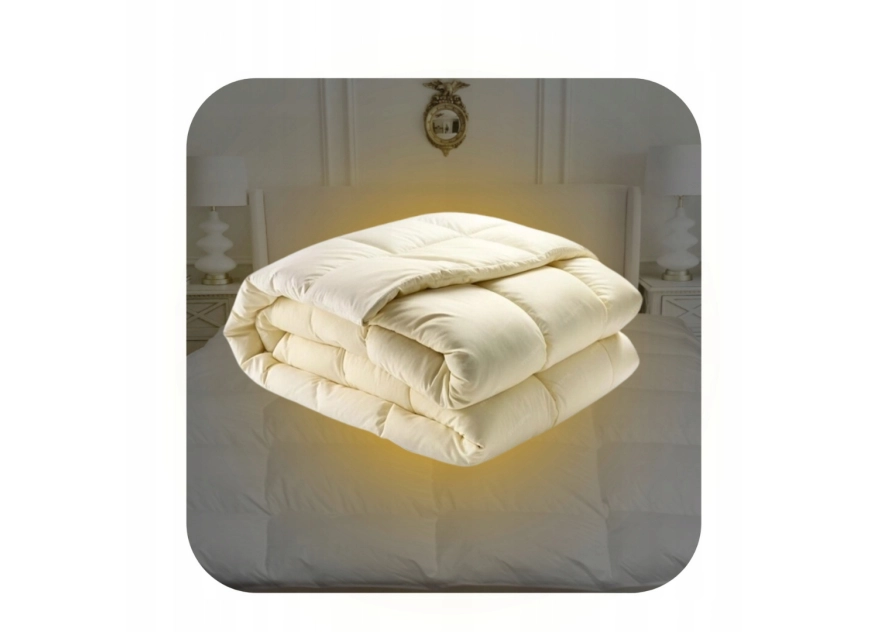 Kołdra Puchowa 160x200 CAŁOROCZNA 2KG KREMOWA 100% Puch i Pierze