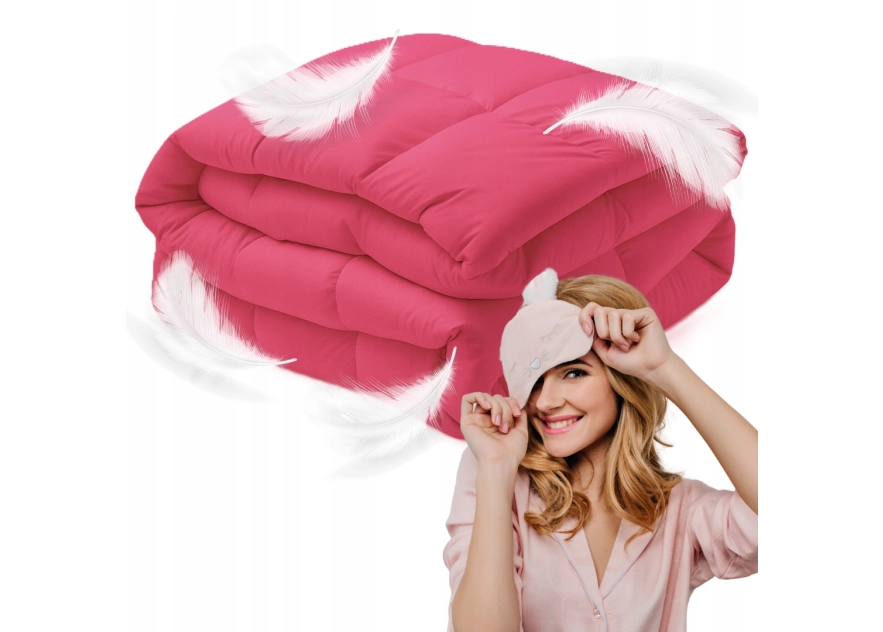 Kołdra Puchowa 180x200 CAŁOROCZNA 2KG RÓŻOWA 100% Puch i Pierze