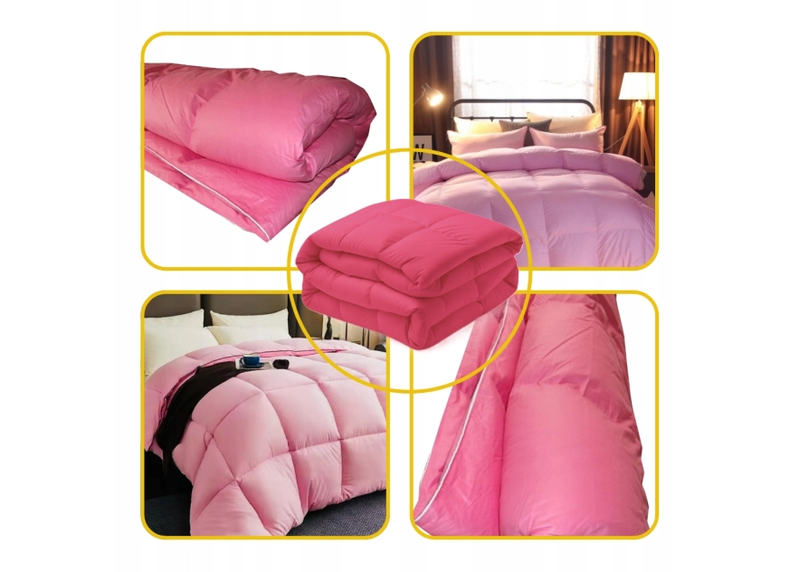 Kołdra Puchowa 180x200 CAŁOROCZNA 2KG RÓŻOWA 100% Puch i Pierze