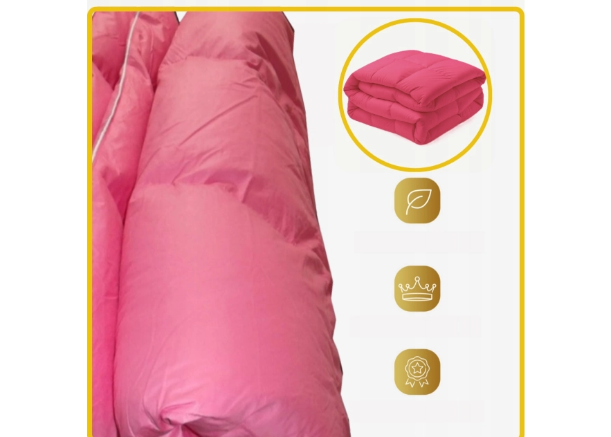 Kołdra Puchowa 180x200 CAŁOROCZNA 2KG RÓŻOWA 100% Puch i Pierze