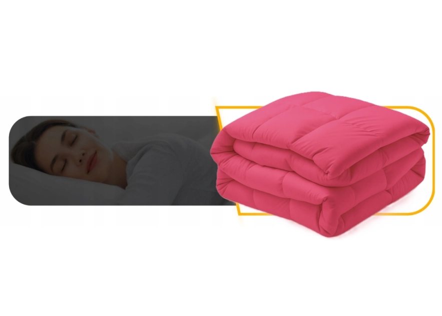 Kołdra Puchowa 180x200 CAŁOROCZNA 2KG RÓŻOWA 100% Puch i Pierze