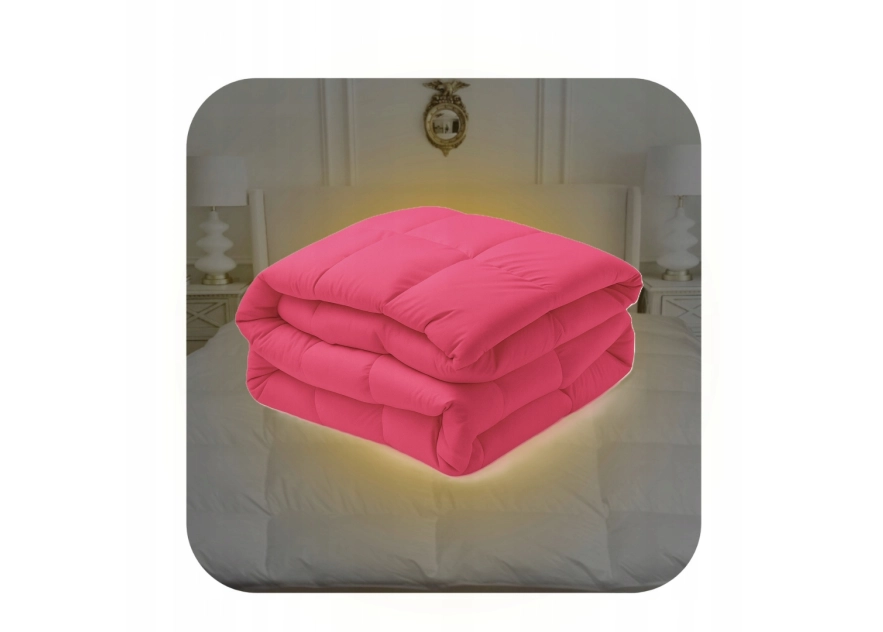 Kołdra Puchowa 180x200 CAŁOROCZNA 2KG RÓŻOWA 100% Puch i Pierze