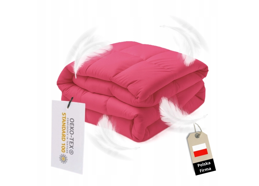 Kołdra Puchowa 180x200 CAŁOROCZNA 2KG RÓŻOWA 100% Puch i Pierze