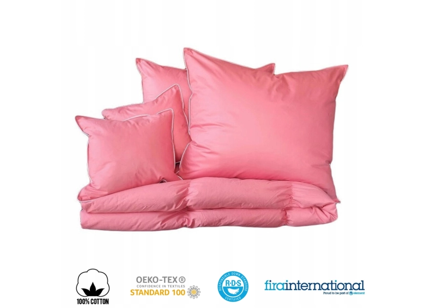 Kołdra Puchowa 200x220 CAŁOROCZNA 1,5KG PUCH 100% Antyalergiczna RÓŻOWA